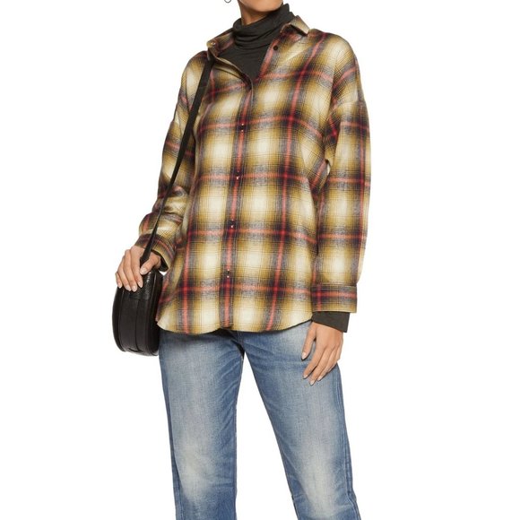 IRO Milay Split-Side Checked Brushed-Cotton Oversized Shirt - Picture 3 of 16